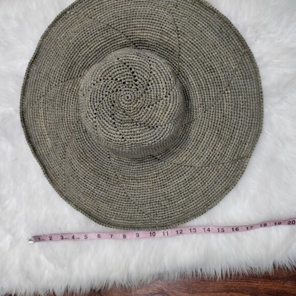 Mar Y Sol Handmade Gray Natural Raffia Wide Brim Sun Hat - Picture 2 of 6